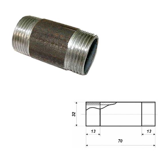 Ниппель    д.32     1 1/4 "стальной       (100) - изображение №1
