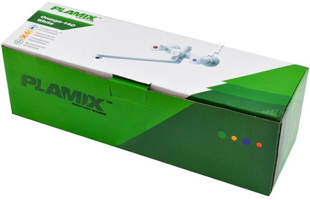 Смеситель д/ванны PLAMIX Omega-140 White, (без шланга и лейки) (24шт/ящ) - Изображение №2