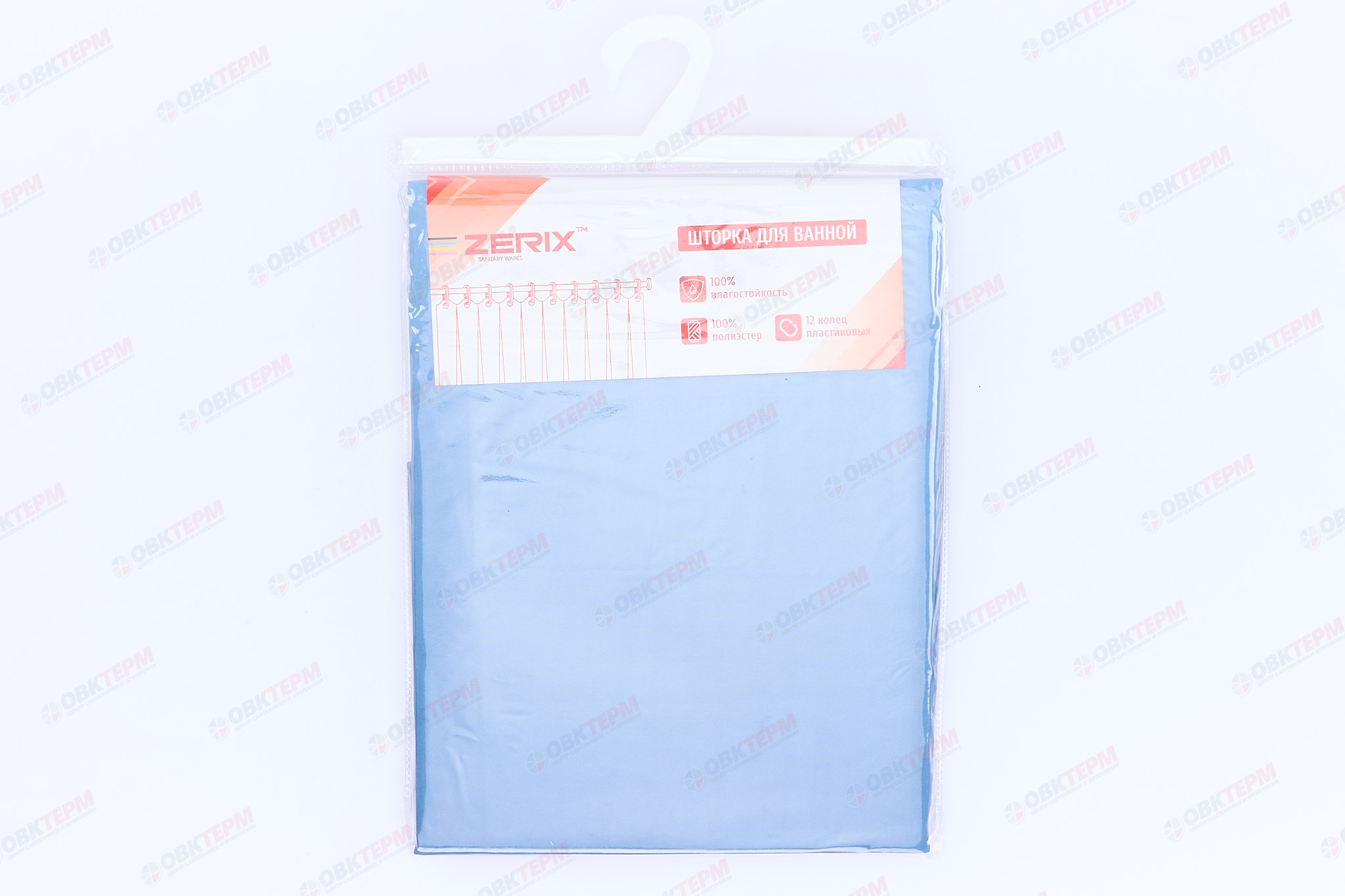 Штора для ванной из полиэстера (Узор сине-белый) ZERIX SCT-06-180x200 (36 шт/ящ) - Изображение №2