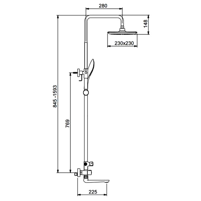 Душ/система GAPPO G2449 латунь хром/белый /лейка 1 реж /тропический душ 230х230мм - миниатюра №2