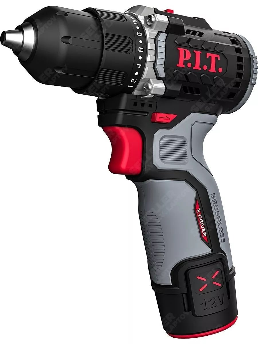 Дрель-шуруповерт аккум. Б/Щ 12V P.I.T. X-DRIVER PBM12К-10В/2 OnePower (2АКБ, ЗУ) - Изображение №1
