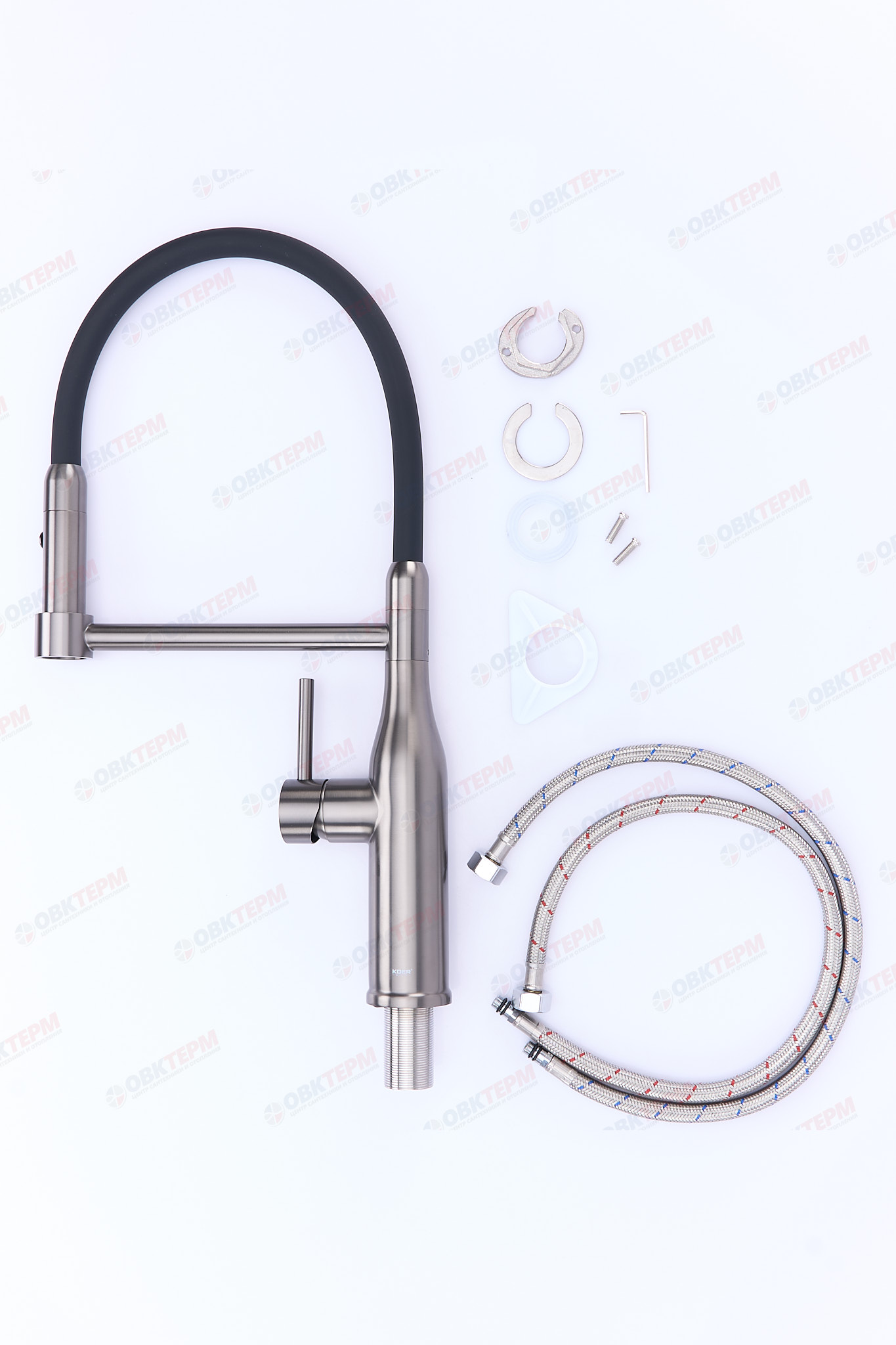 Смеситель д/кухни KOER KI-70005-07 /нерж. сталь SUS304 (Цвет графит+силик.излив черный) (8шт/ящ) - Изображение №4