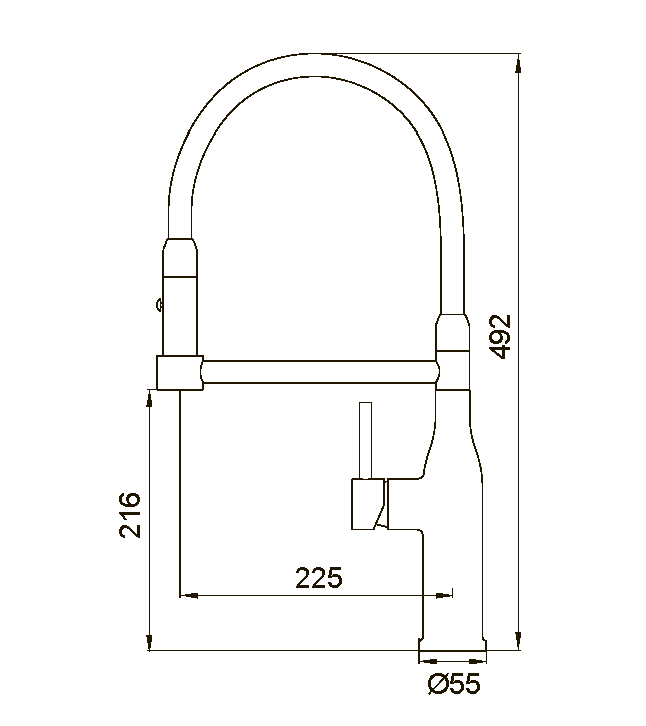 Смеситель д/кухни KOER KI-70005-07 /нерж. сталь SUS304 (Цвет графит+силик.излив черный) (8шт/ящ) - Изображение №2
