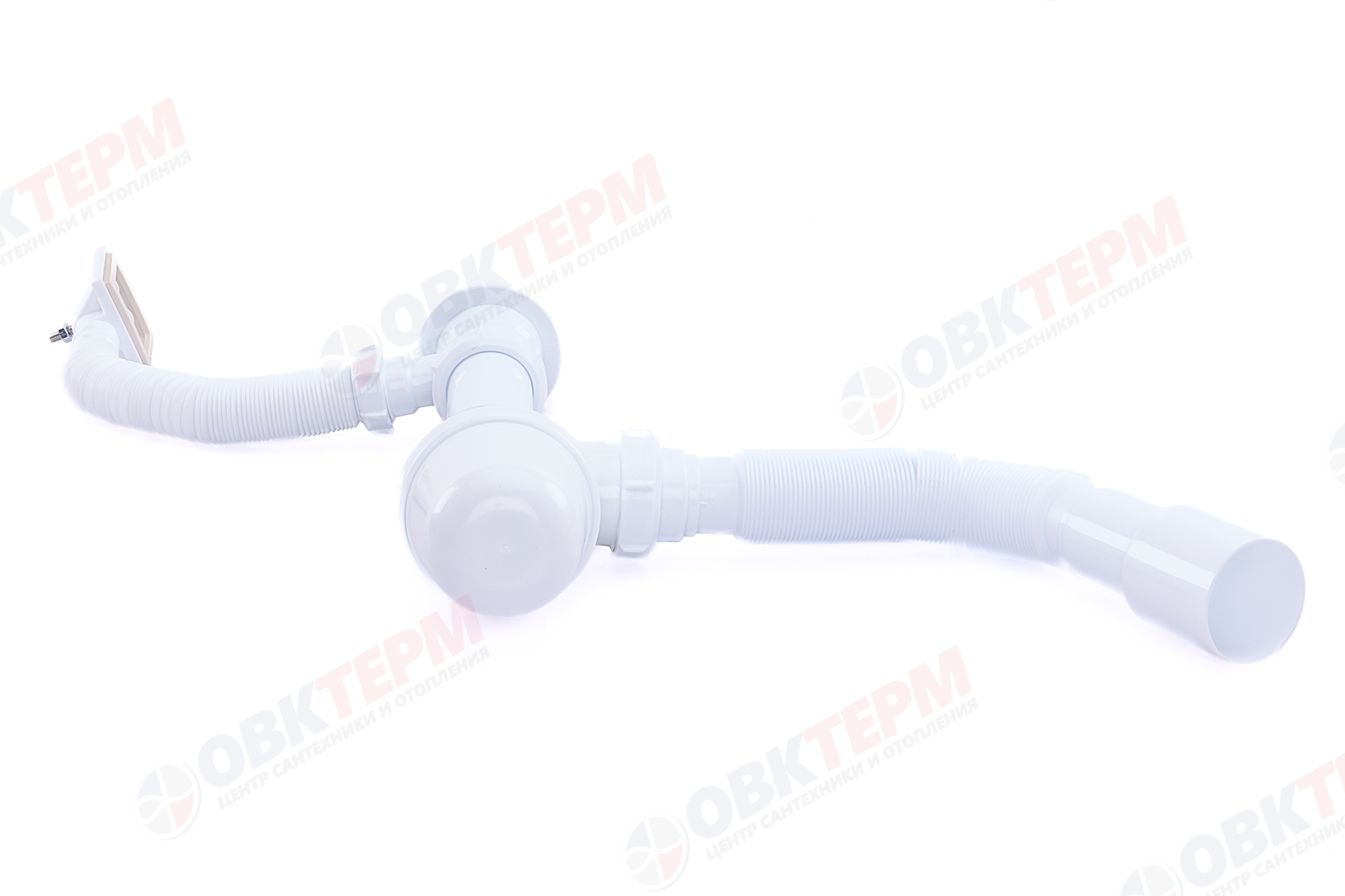 CRAB сифон для кухни 1 1/2"х40 с прямоуг. переливом с г/т 40х40/50 (1шт/25упак) - миниатюра №3