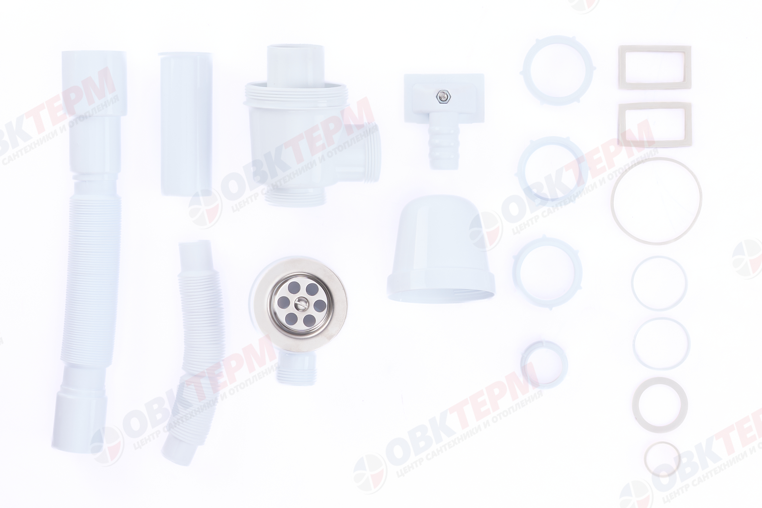 CRAB сифон для кухни 1 1/2"х40 с прямоуг. переливом с г/т 40х40/50 (1шт/25упак) - миниатюра №5