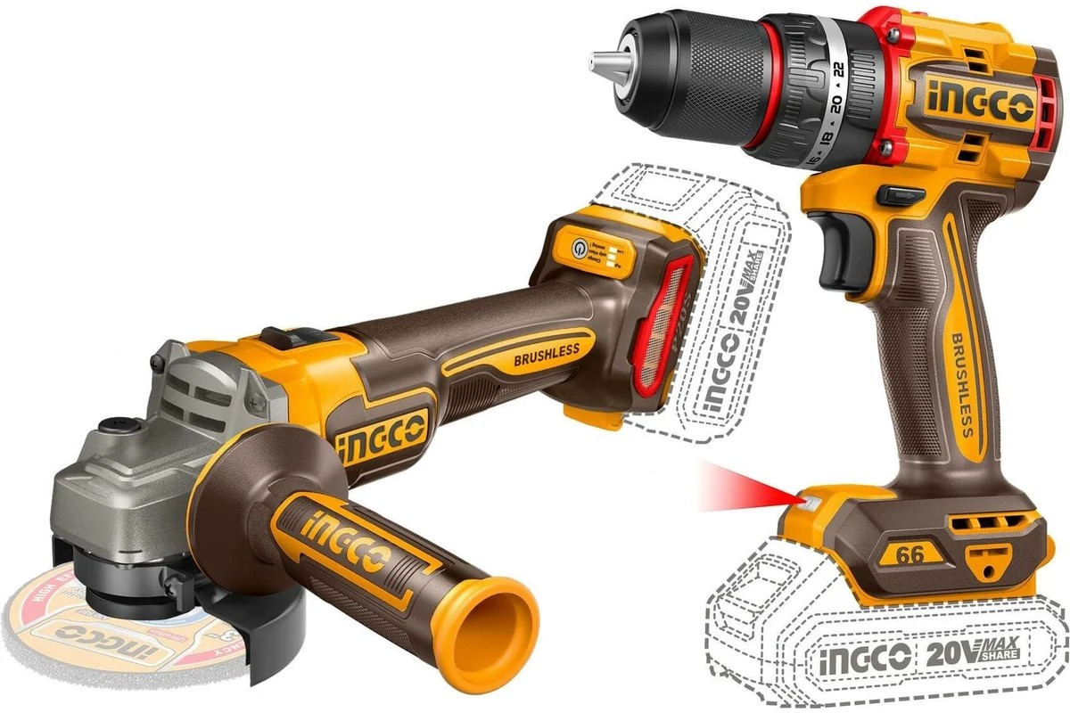 Набор аккум. инструмента  2 в 1 (шуруповерт и УШМ) INGCO CKLI20273 SUPER INDUSTRIAL - Изображение №5