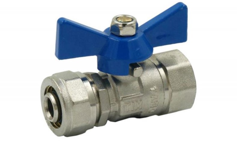 Кран шаровый  TIM  под обжим  16* 1/2"в  бабочка          (25шт/100ящ) - Изображение №2