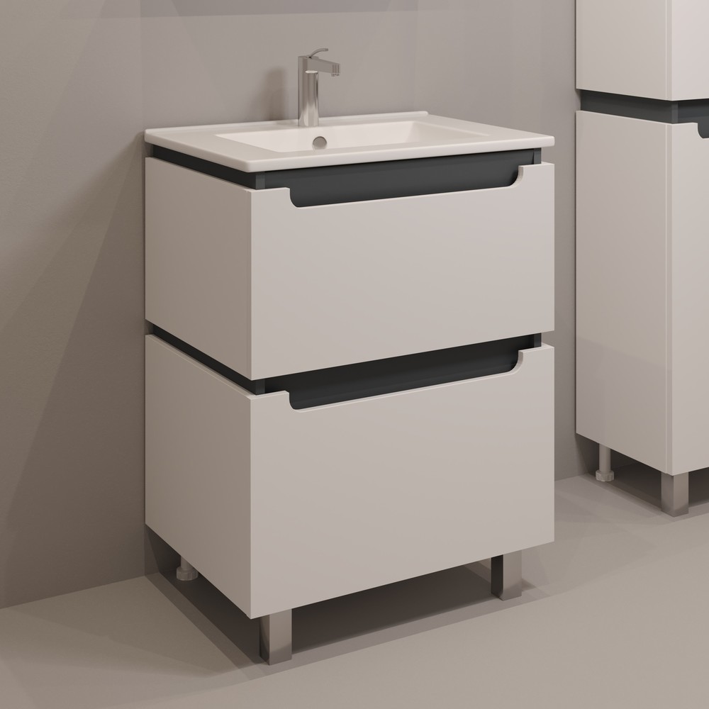 Тумба напольная EvaGold  60 №4 "Vesta" белый графит (ум. Como 60) - Изображение №2