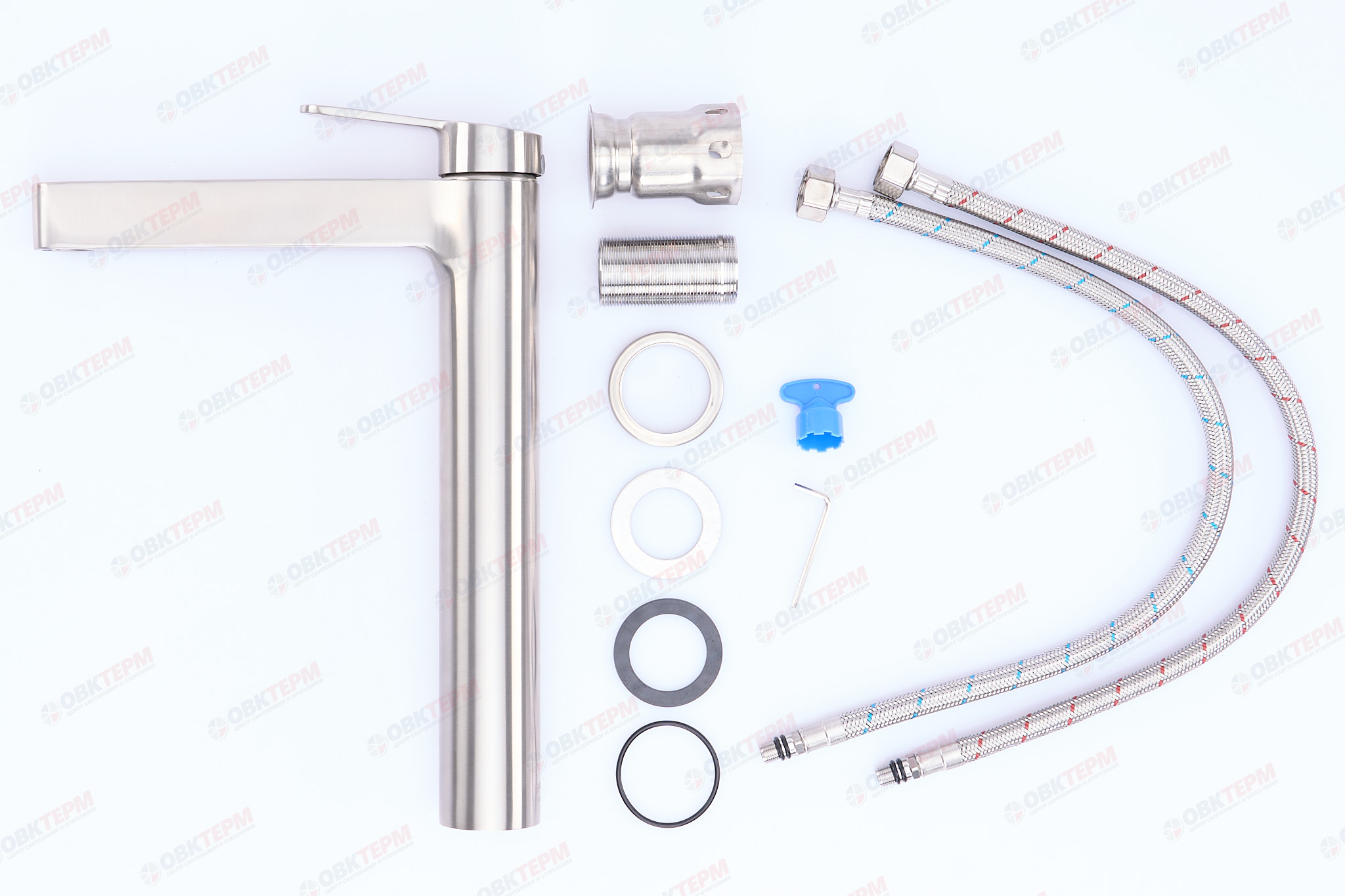 Смеситель д/умывальника GAPPO G1099-32 нерж/сталь /высокий (катридж 35мм, высокий, на ГАЙКЕ) - миниатюра №5