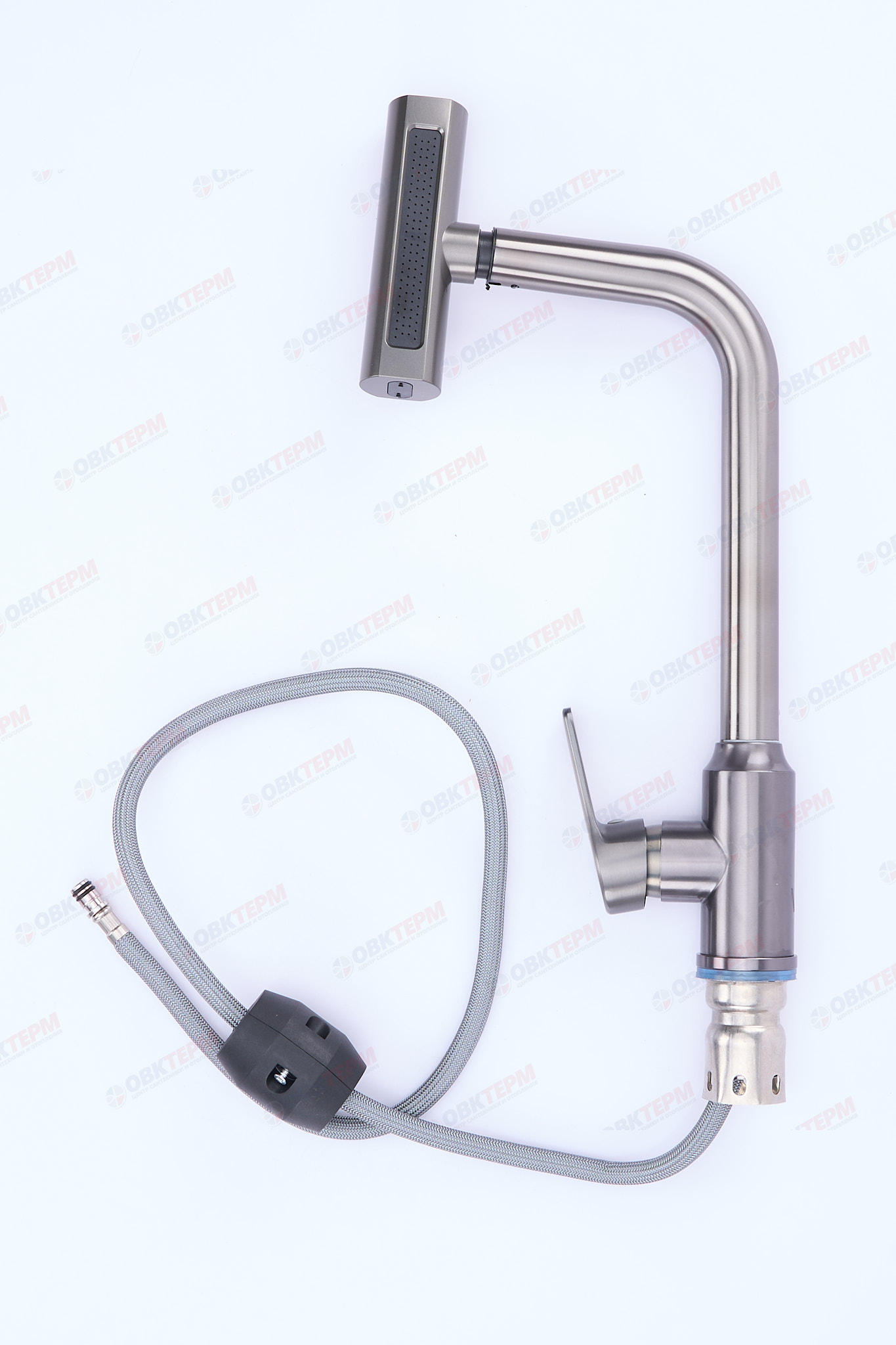 Смеситель д/кухни нерж/сталь CHAMPION MOZ-014 GRAPHITE с выдвижной лейкой (Ø35, ГАЙКА)   (10 шт/ящ) - Изображение №2