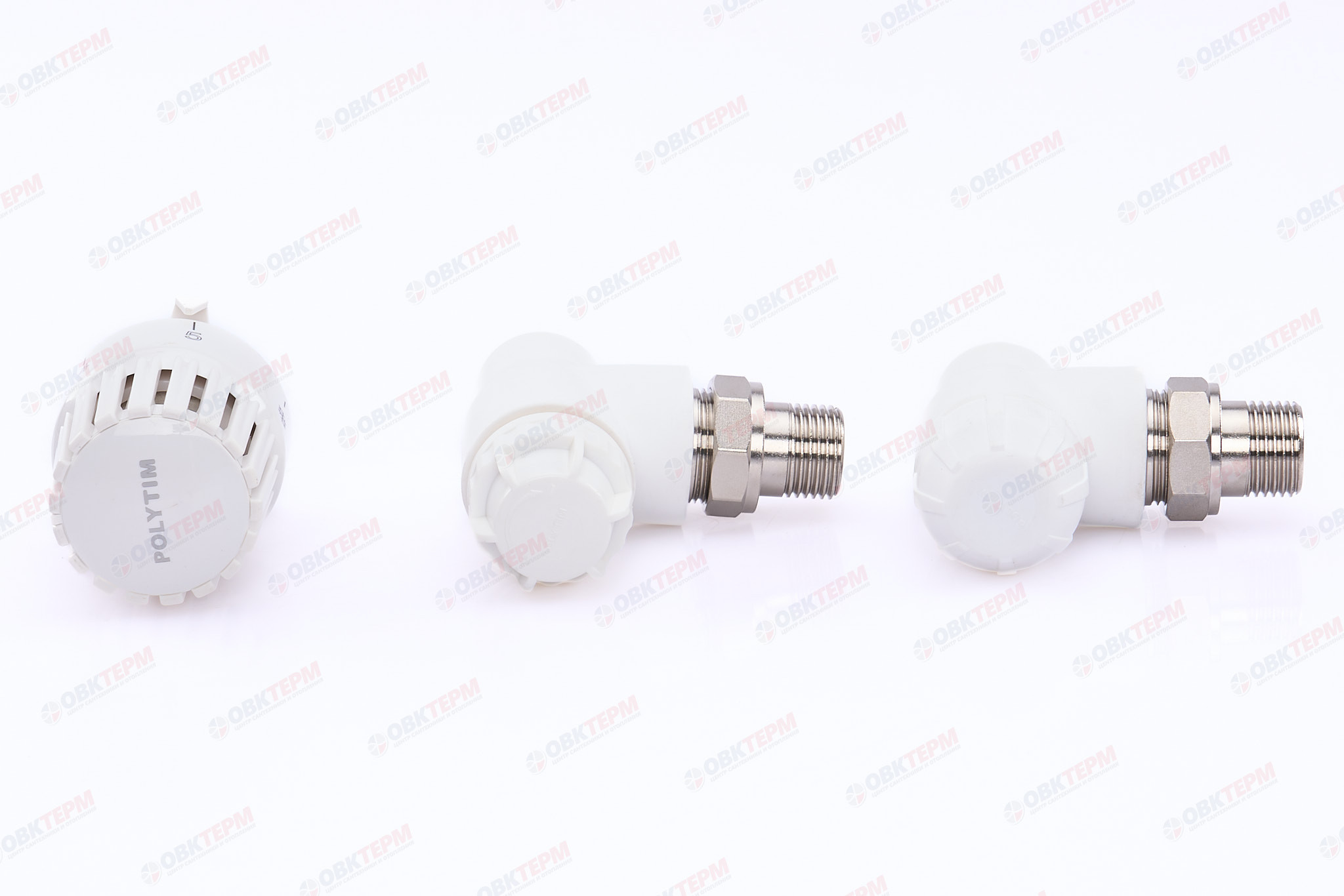 Комплект термо угловой (термоклапан, запорный клапан, термоголов)  20х1/2" НР  (белый) (20/1) (TIM) - Изображение №5