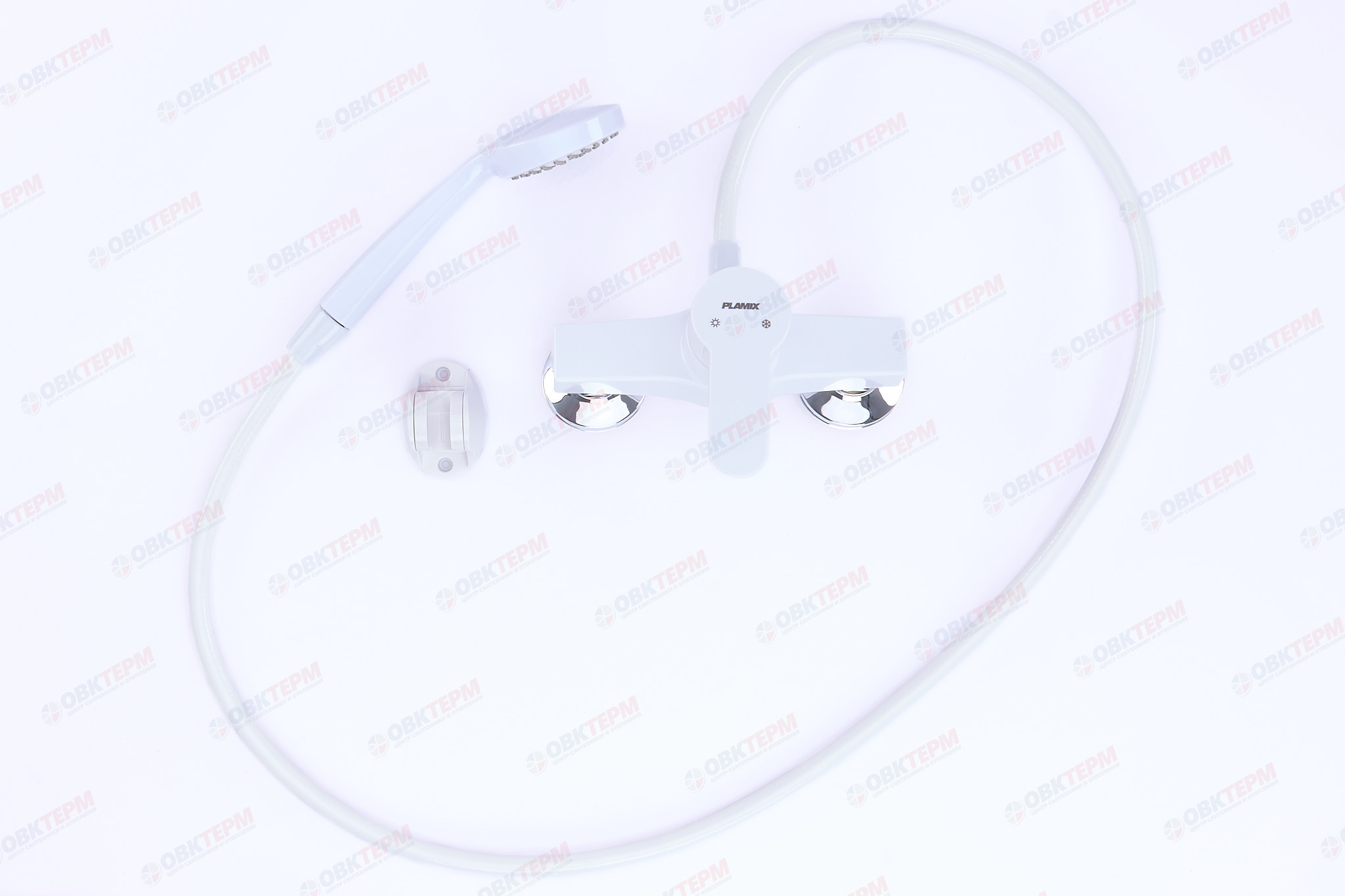 Смеситель д/душ.кабины PLAMIX Mario-003 SET WHITE (со шлангом, лейкой и кронштейном) (30шт/ящ) - Изображение №2