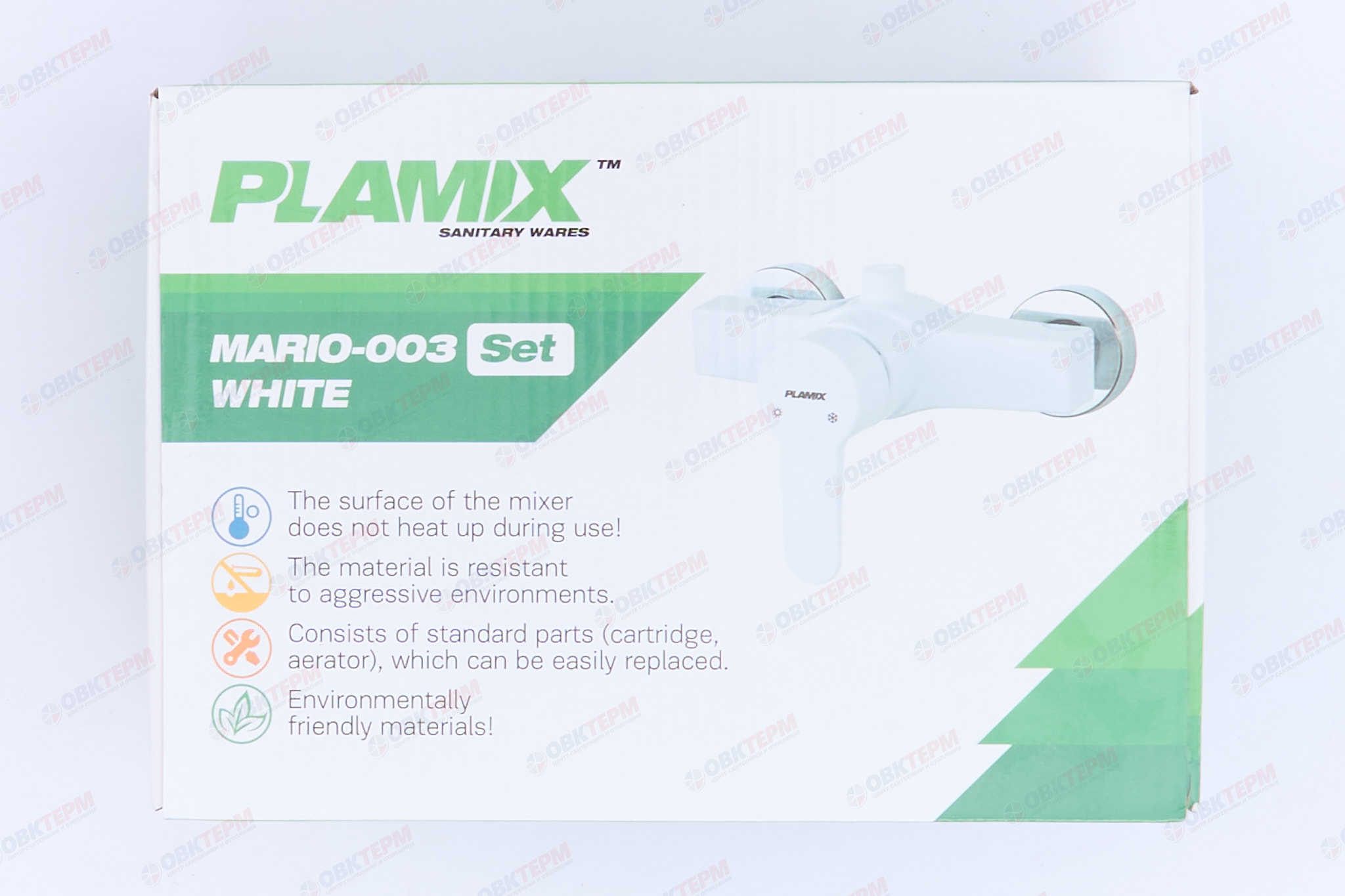 Смеситель д/душ.кабины PLAMIX Mario-003 SET WHITE (со шлангом, лейкой и кронштейном) (30шт/ящ) - Изображение №5