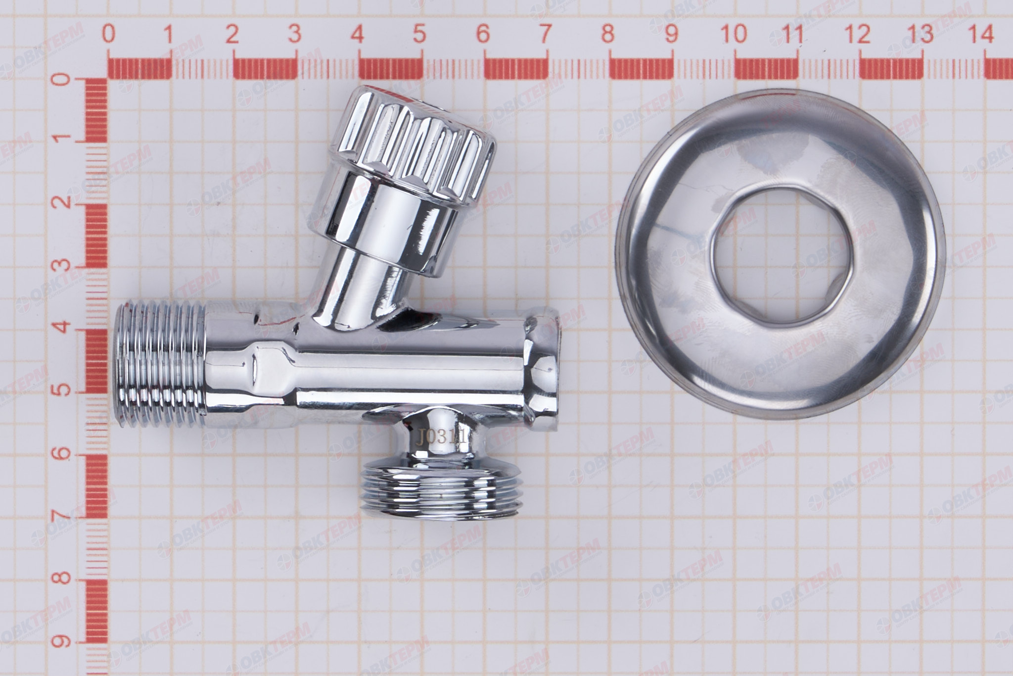 Кран для подкл. с/т приборов       TIM     1/2" - 3/4", хром.  вентельный с фильтром     (1шт/50ящ) - миниатюра №8