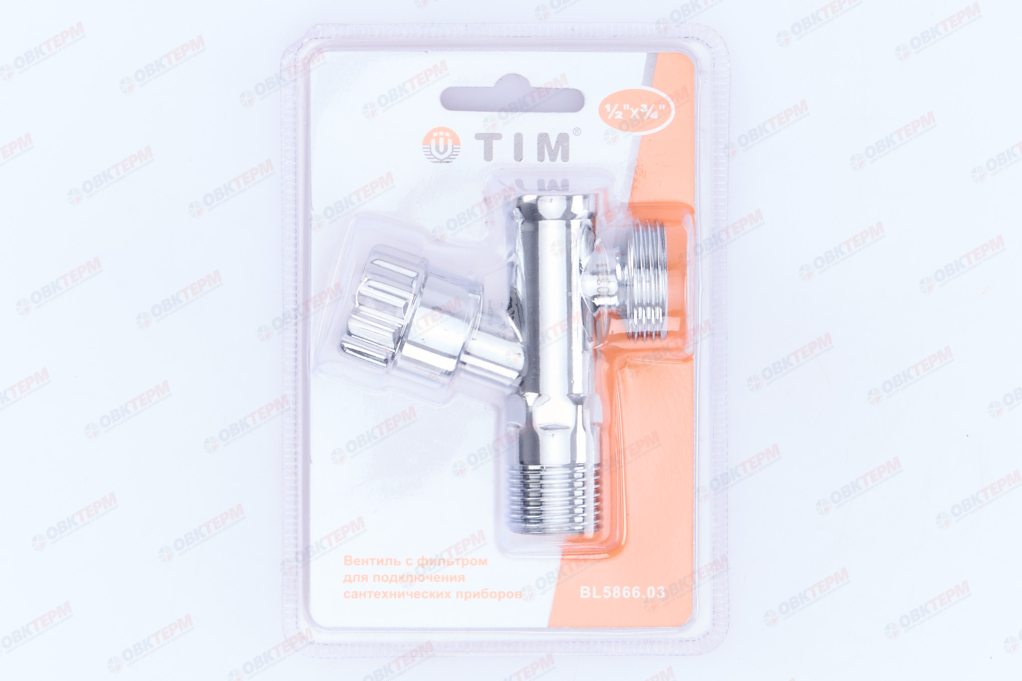 Кран для подкл. с/т приборов       TIM     1/2" - 3/4", хром.  вентельный с фильтром     (1шт/50ящ) - миниатюра №9