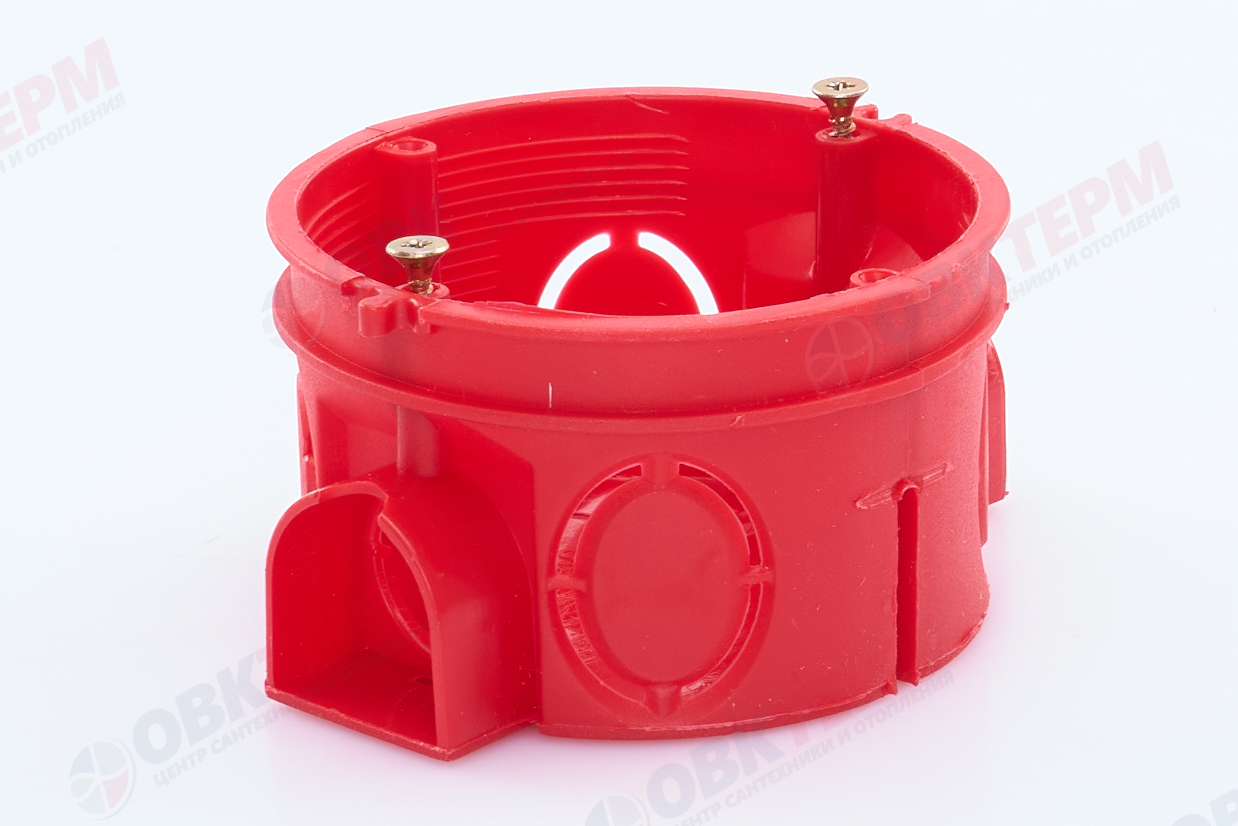 Подрозетник с кабель-каналом для сплошных стен, красный, EBX20-01-1 STEKKER - Изображение №2