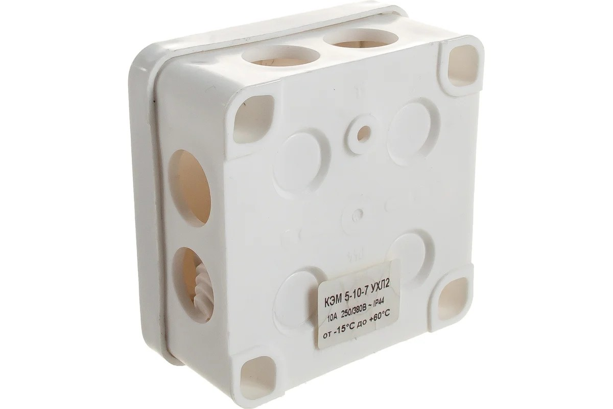 Коробка разветвительная 93х93х44мм, 250/380В, 10А, 7 вводов, IP44, белая, STEKKER EBX10-27-44 - Изображение №4