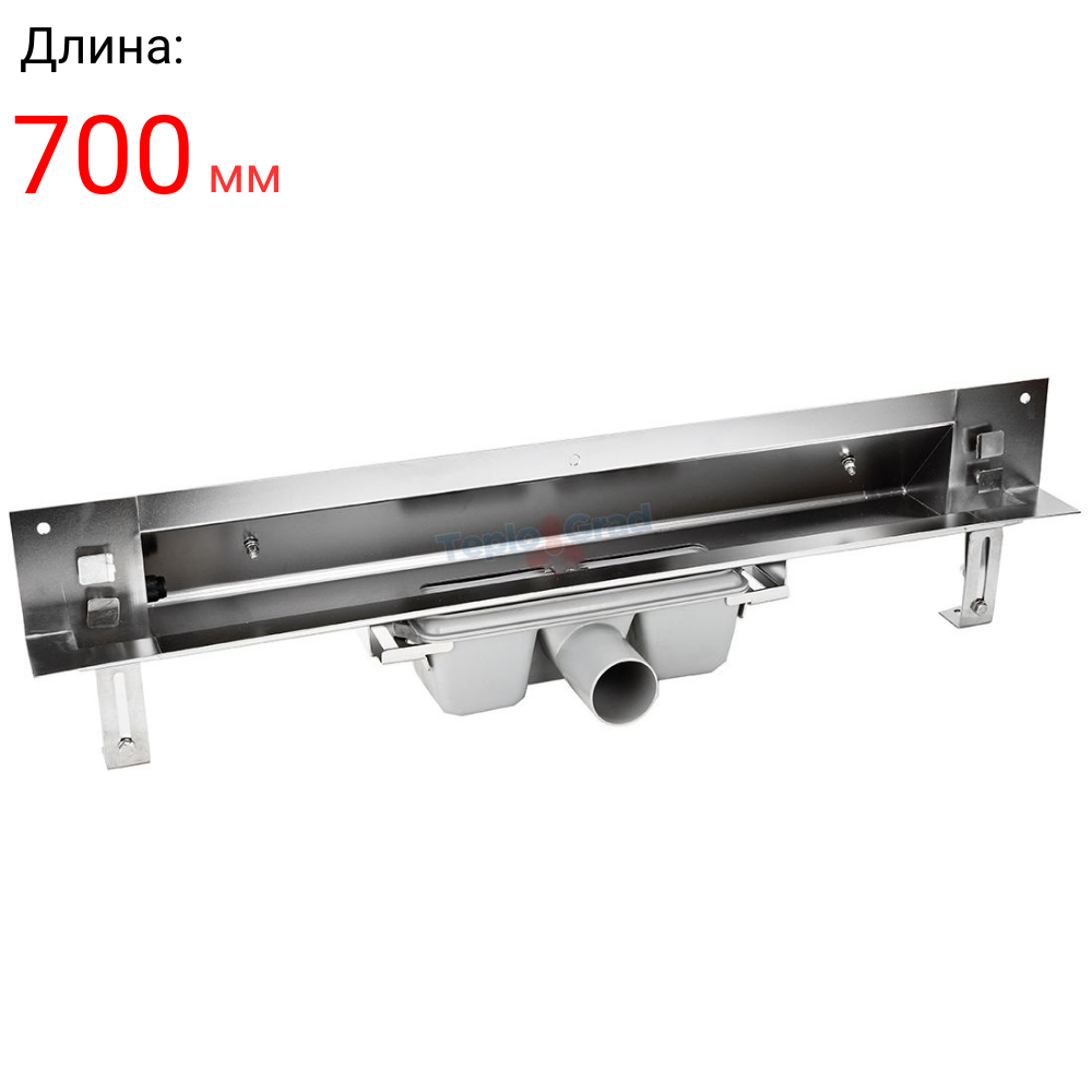 Трап-лоток 700*70 мм для монтажа в стену нерж+глянец (сухой гидрозатвор)ZEISSLER BAD817002(1шт/4шт) - Изображение №1