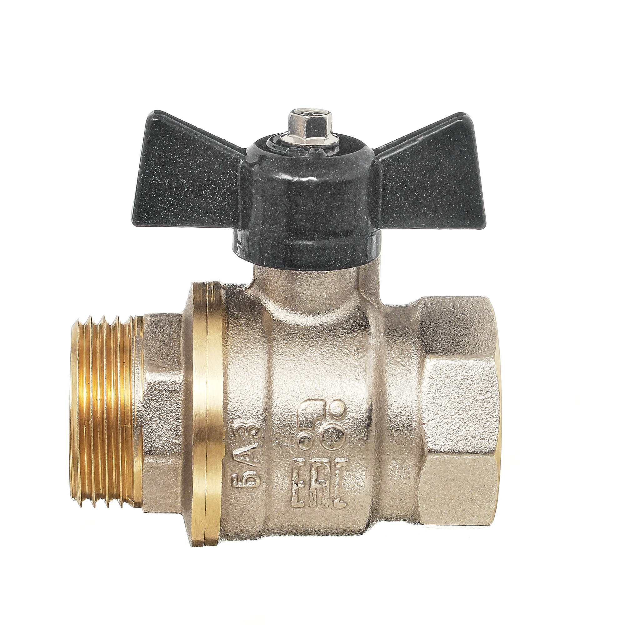 Кран шаровый     БАЗ Бологое      3/4" ВН   бабочка (никель) (10/60) - Изображение №1