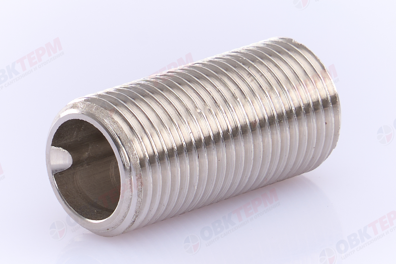 Ниппель под сгонный ключ     1/2"  никель     (Valtec)    (10уп/200ящ) - Изображение №2