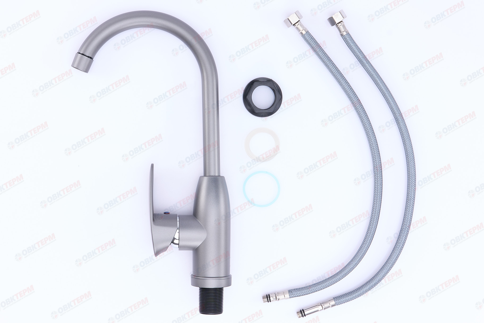 Смеситель д/кухни PLAMIX CEZAR-011-B SET Graphite (с подводкой) (20 шт/ящ) - Изображение №3