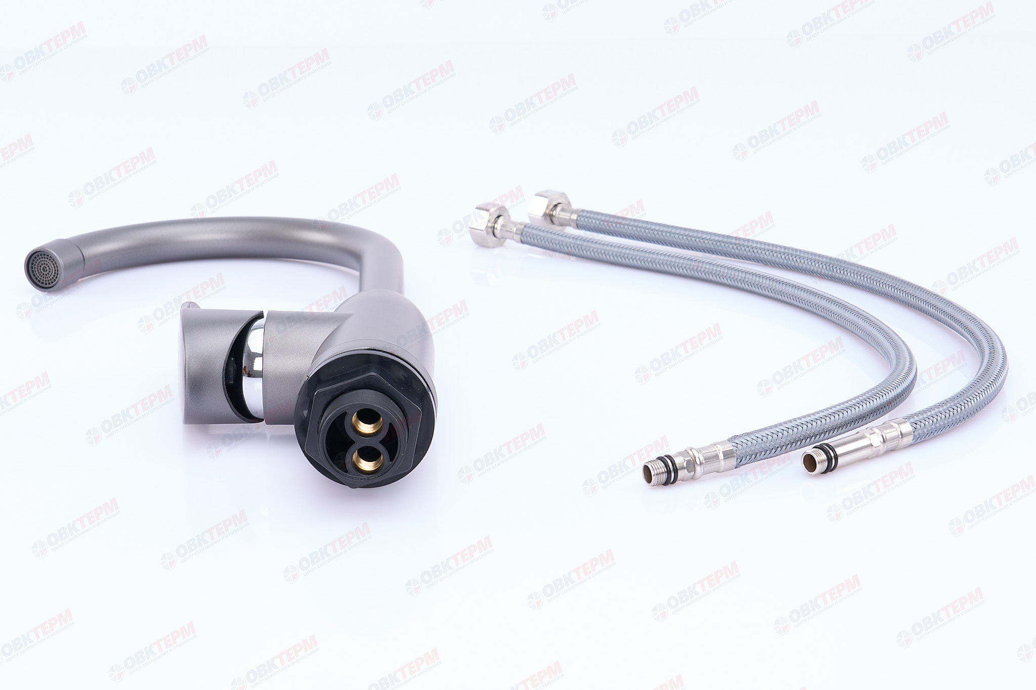 Смеситель д/кухни PLAMIX CEZAR-011-B SET Graphite (с подводкой) (20 шт/ящ) - Изображение №4