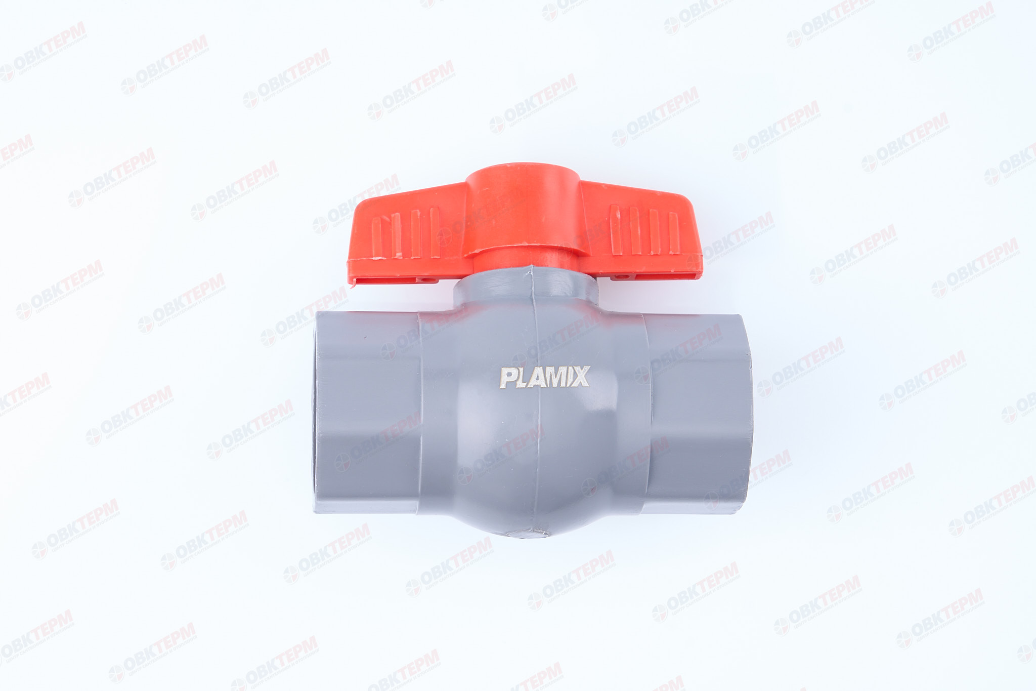 Кран  шаровый пластиковый   1 1/4"  ВВ (серый)  PLAMIX  (80шт) - Изображение №1
