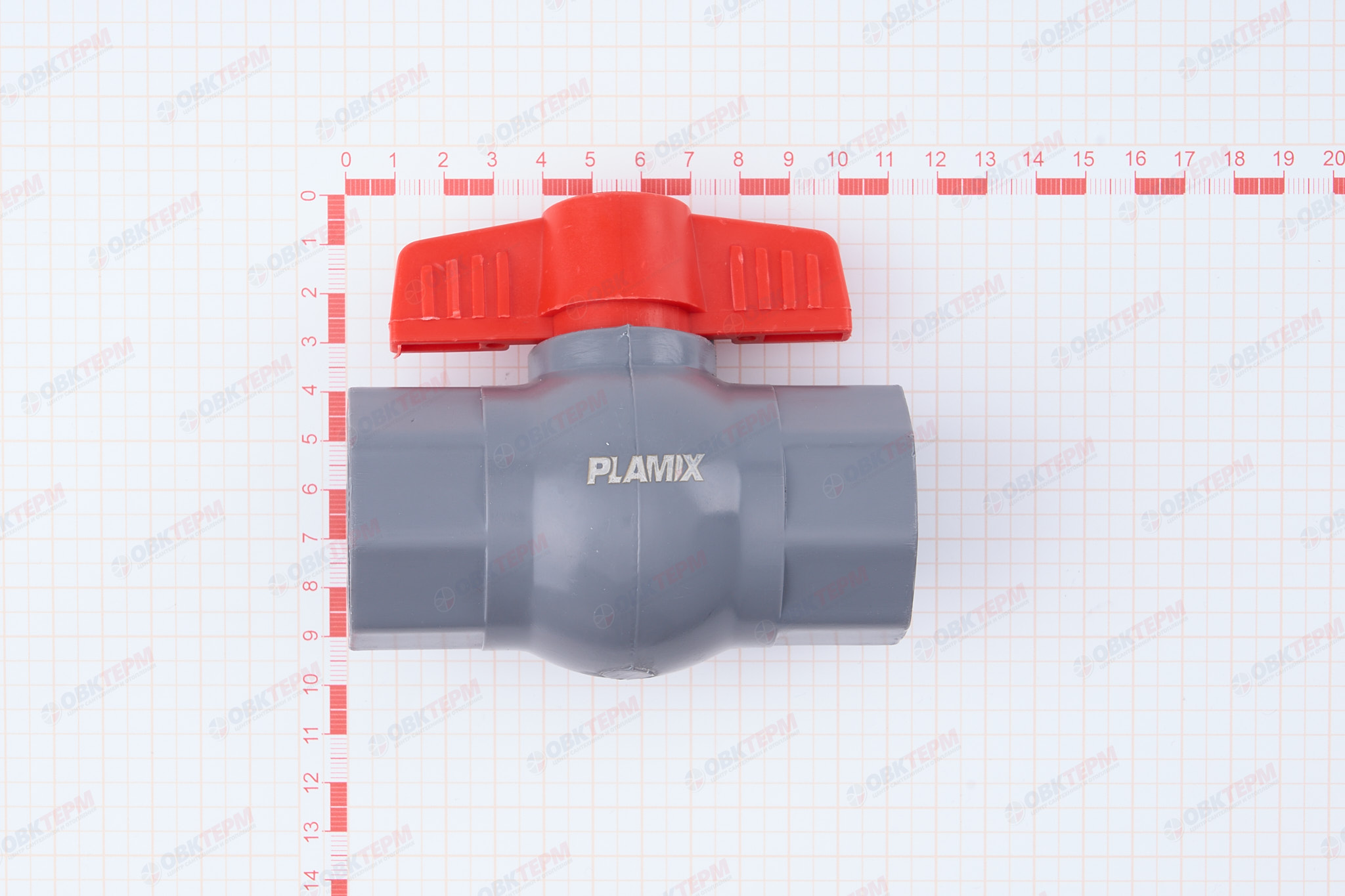 Кран  шаровый пластиковый   1 1/4"  ВВ (серый)  PLAMIX  (80шт) - Изображение №4