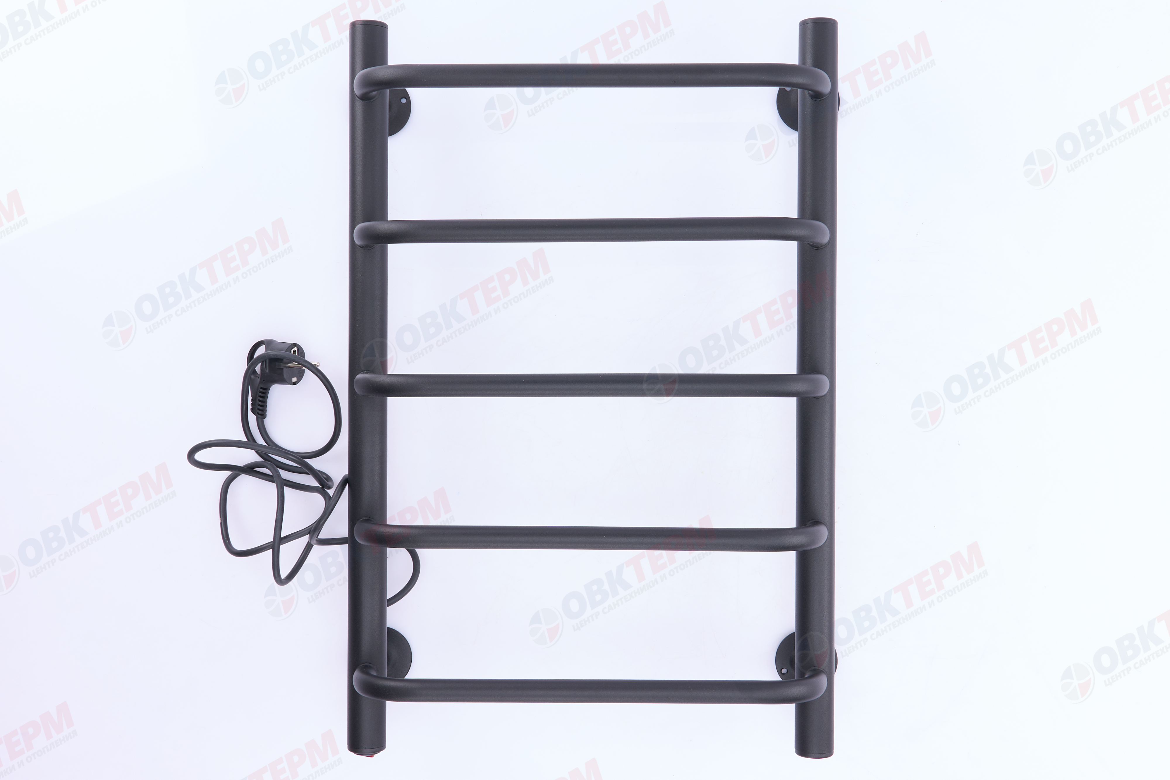 Полотенцесушитель электрический АДВ ЛНК - Э1" 40*60 (скоба, кабель слева, 5 перекладин) Черный муар - Изображение №2