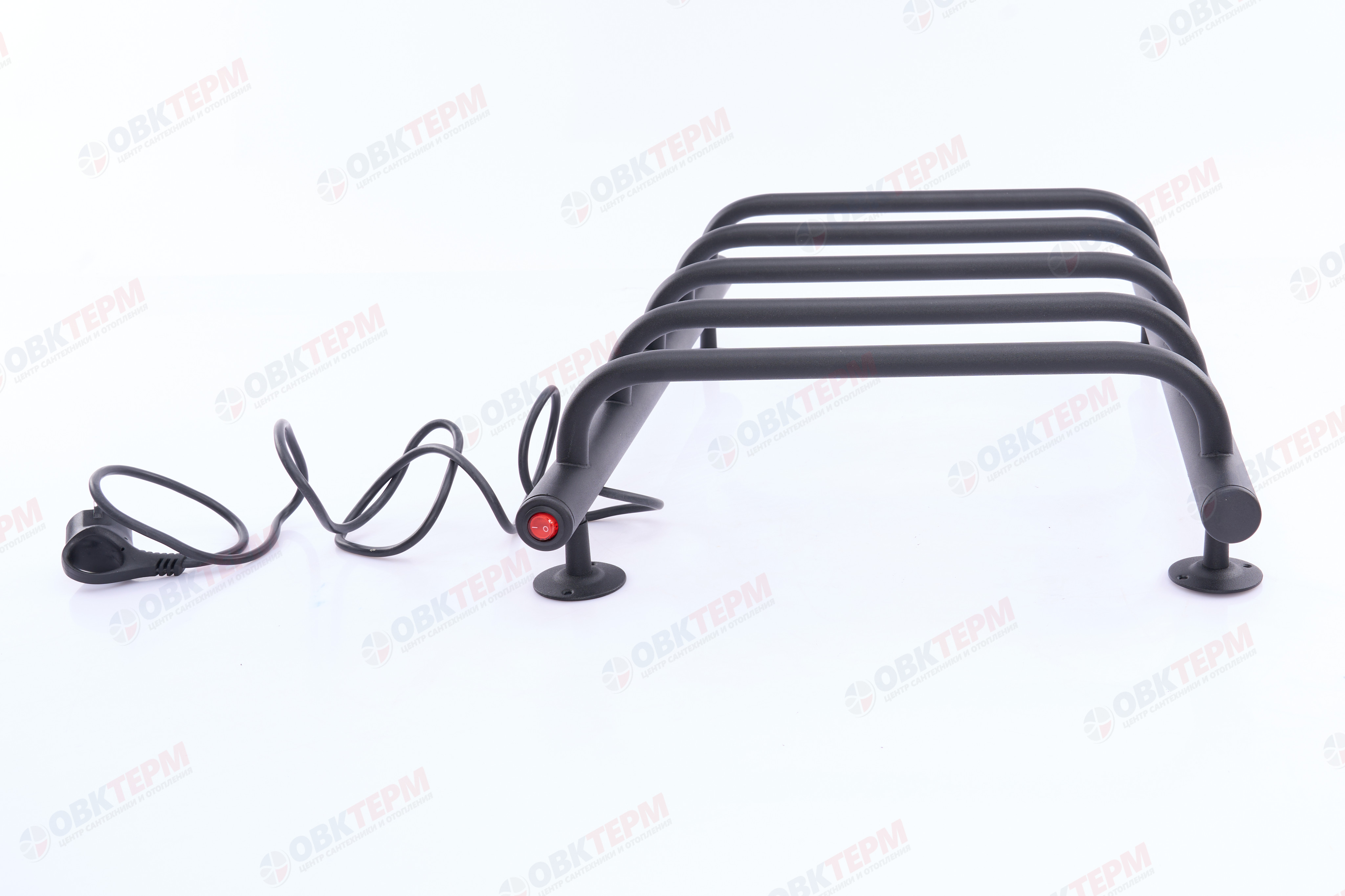 Полотенцесушитель электрический АДВ ЛНК - Э1" 40*60 (скоба, кабель слева, 5 перекладин) Черный муар - Изображение №4