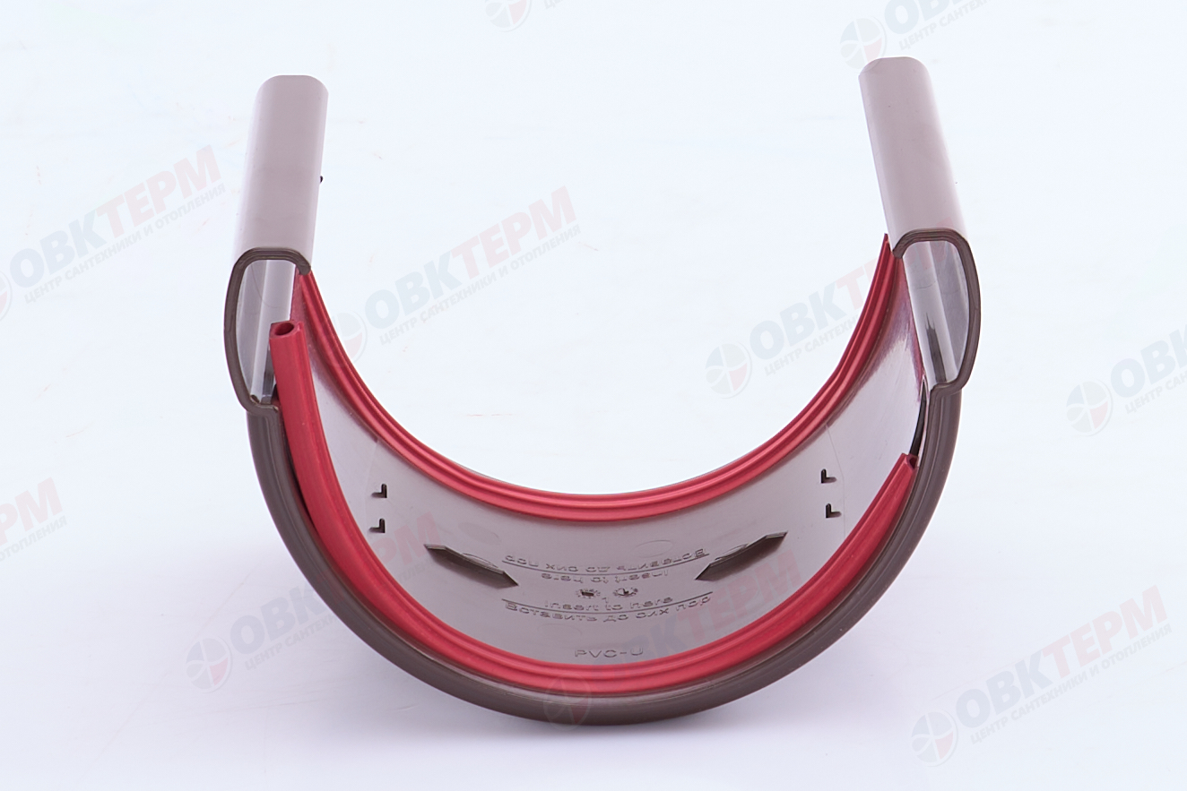 Соединитель желобов Дизайн 135 ПВХ Grand Line шоколадный (RAL 8017) (уп. 39шт) - Изображение №5