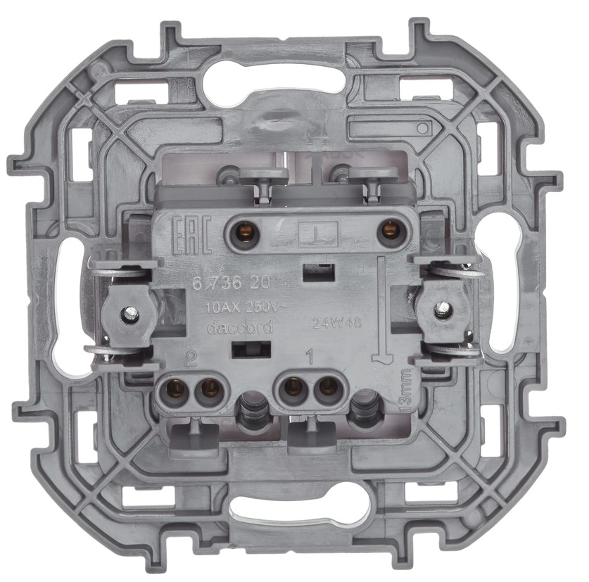 Выключатель 2-клавишный механизм Белый 10АХ 10А IP20 IEK Inspiria (Legrand) - Изображение №2