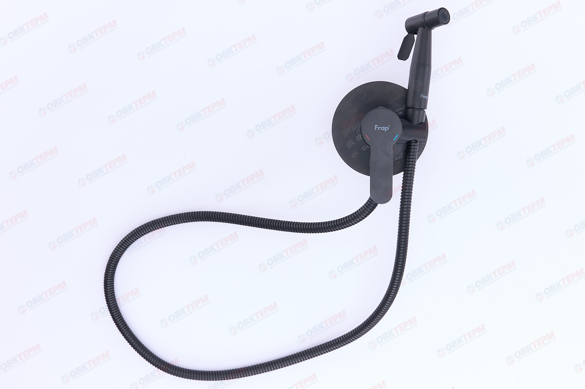 Смеситель с гигиеническим душем FRAP F72801-6 нерж сталь /черный - миниатюра №3