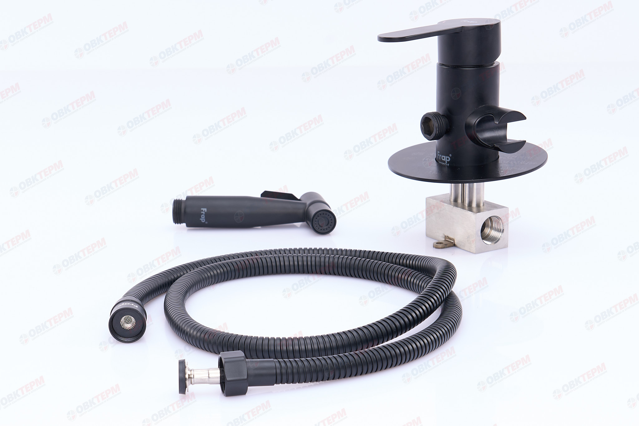 Смеситель с гигиеническим душем FRAP F72801-6 нерж сталь /черный - миниатюра №4