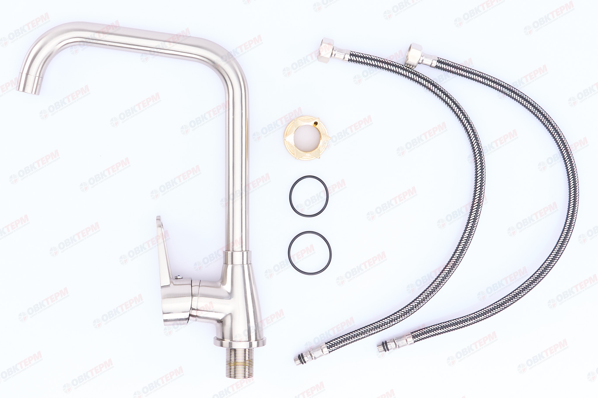 Смеситель д/кухни нерж/сталь ZERIX SOP7 146 /Ø40 на ГАЙКЕ 10 шт/ящ - миниатюра №2