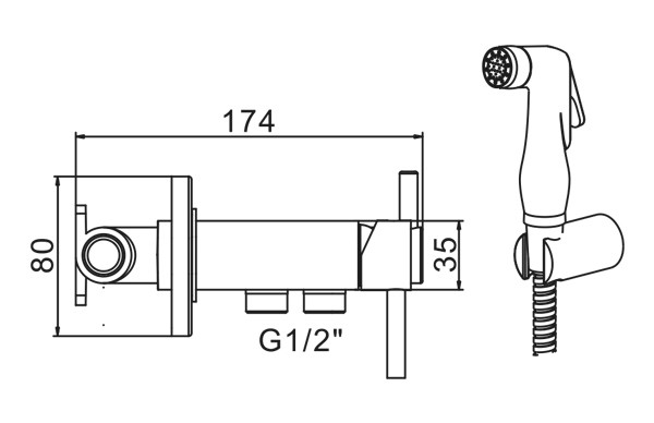 Смеситель с гигиеническим душем ZERIX BIDET-003 (крепление на бачок) (10 шт/ящ) - Изображение №2