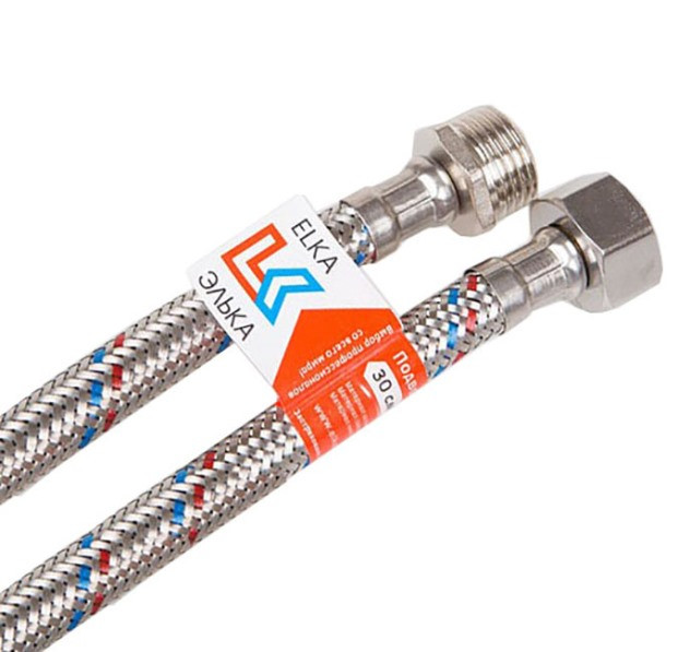 Шланг    1/2"х1/2" ВН, в силикон.обмотке   30 см  "ELKA" / ZERIX (300шт/ящ) - Изображение №1