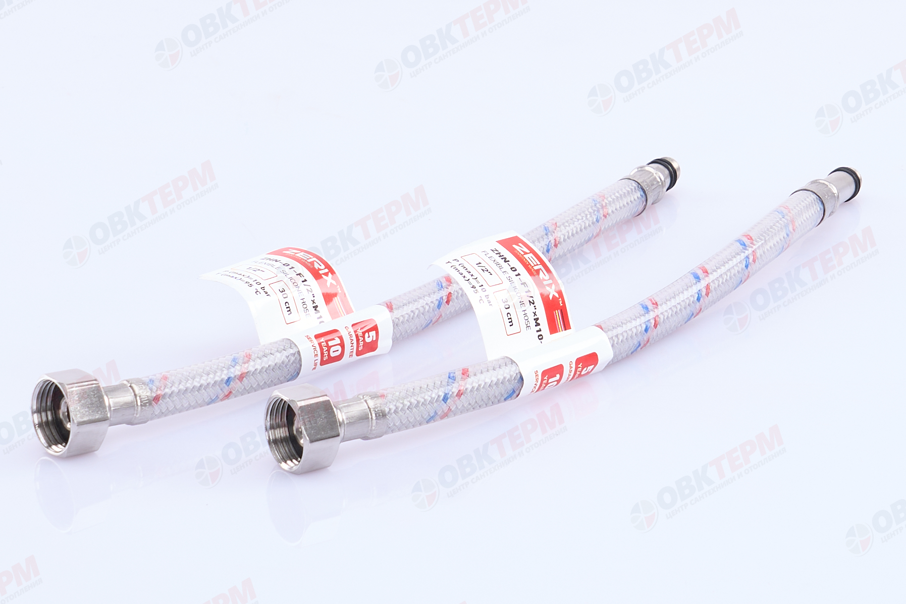 Шланг   1/2" игла,   в силикон. обмотке (пара)  30 см М10   ZERIX  (125пар/ящ) - Изображение №1
