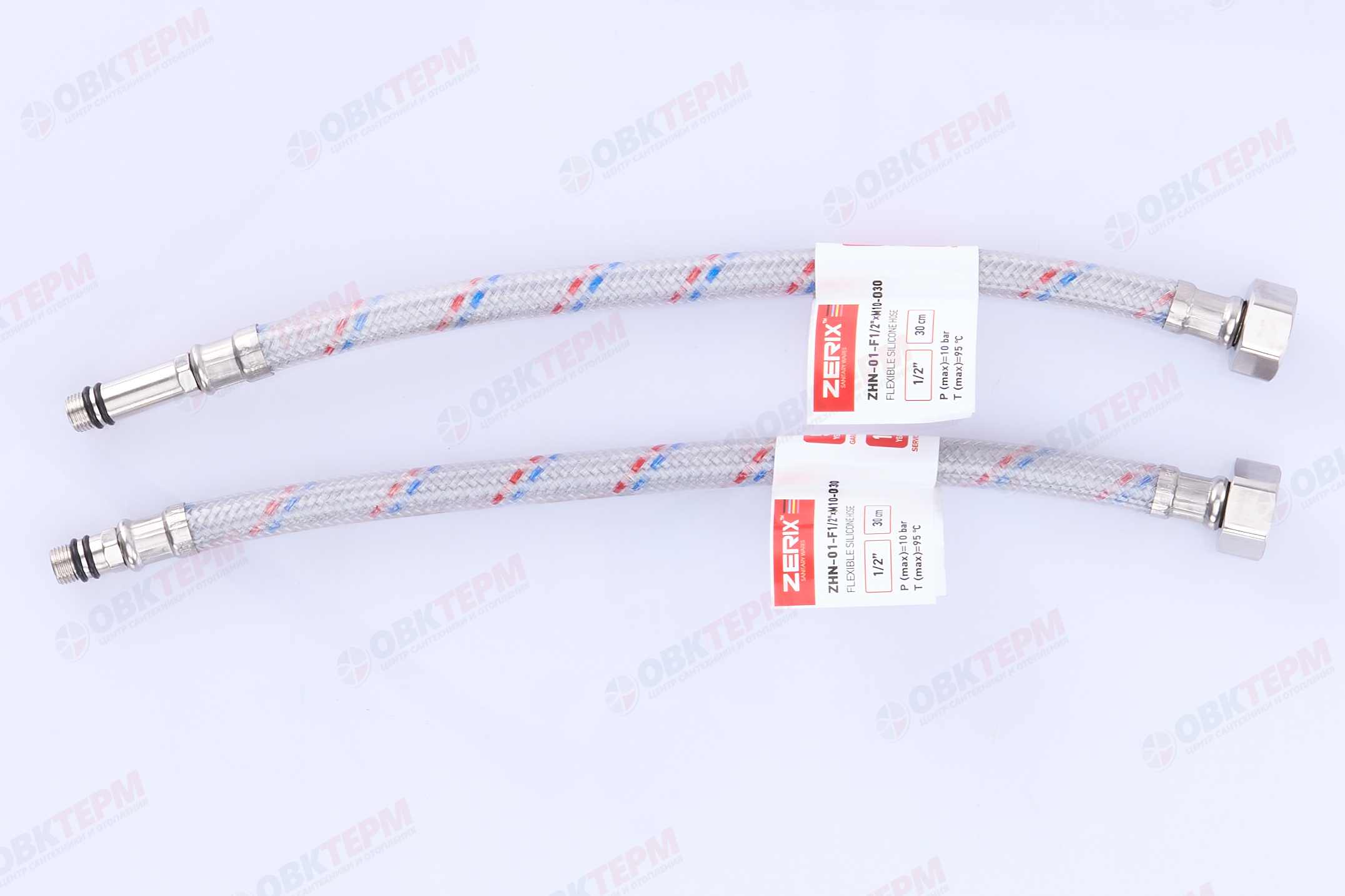 Шланг   1/2" игла,   в силикон. обмотке (пара)  30 см М10   ZERIX  (125пар/ящ) - Изображение №4