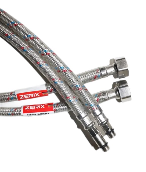 Шланг   1/2" игла,   в силикон. обмотке (пара) 100 см М10  "ELKA" / ZERIX   (60пар/ящ) - Изображение №1