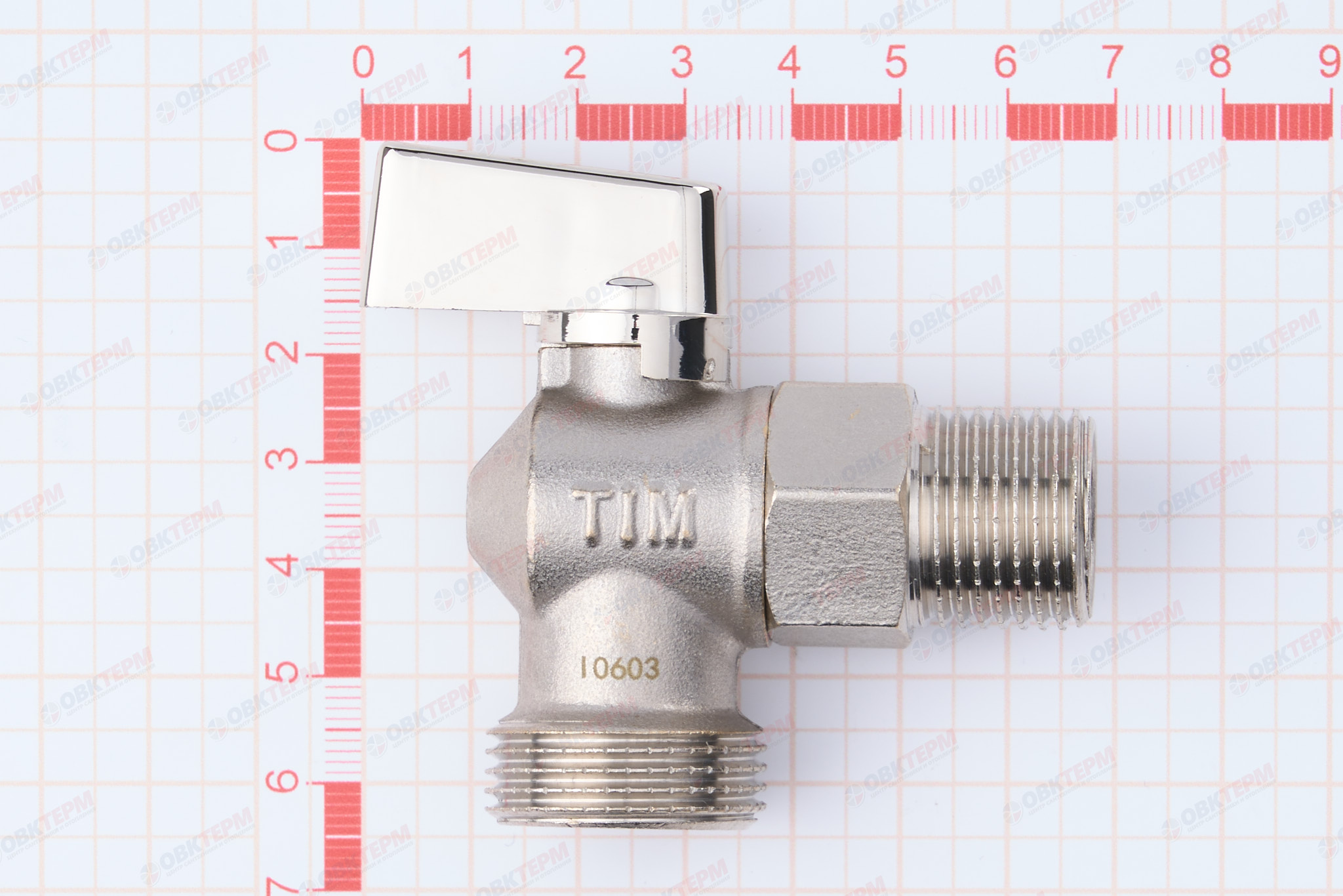Кран для подкл. с/т приборов   угловой    TIM     1/2" - 3/4", никель. (60/1) - миниатюра №9