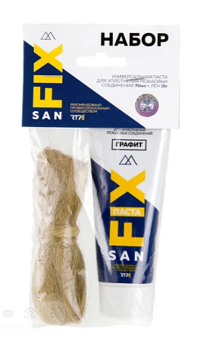 Паста уплотнительная графит 70г туба + 15г лён SANFIX - Изображение №1