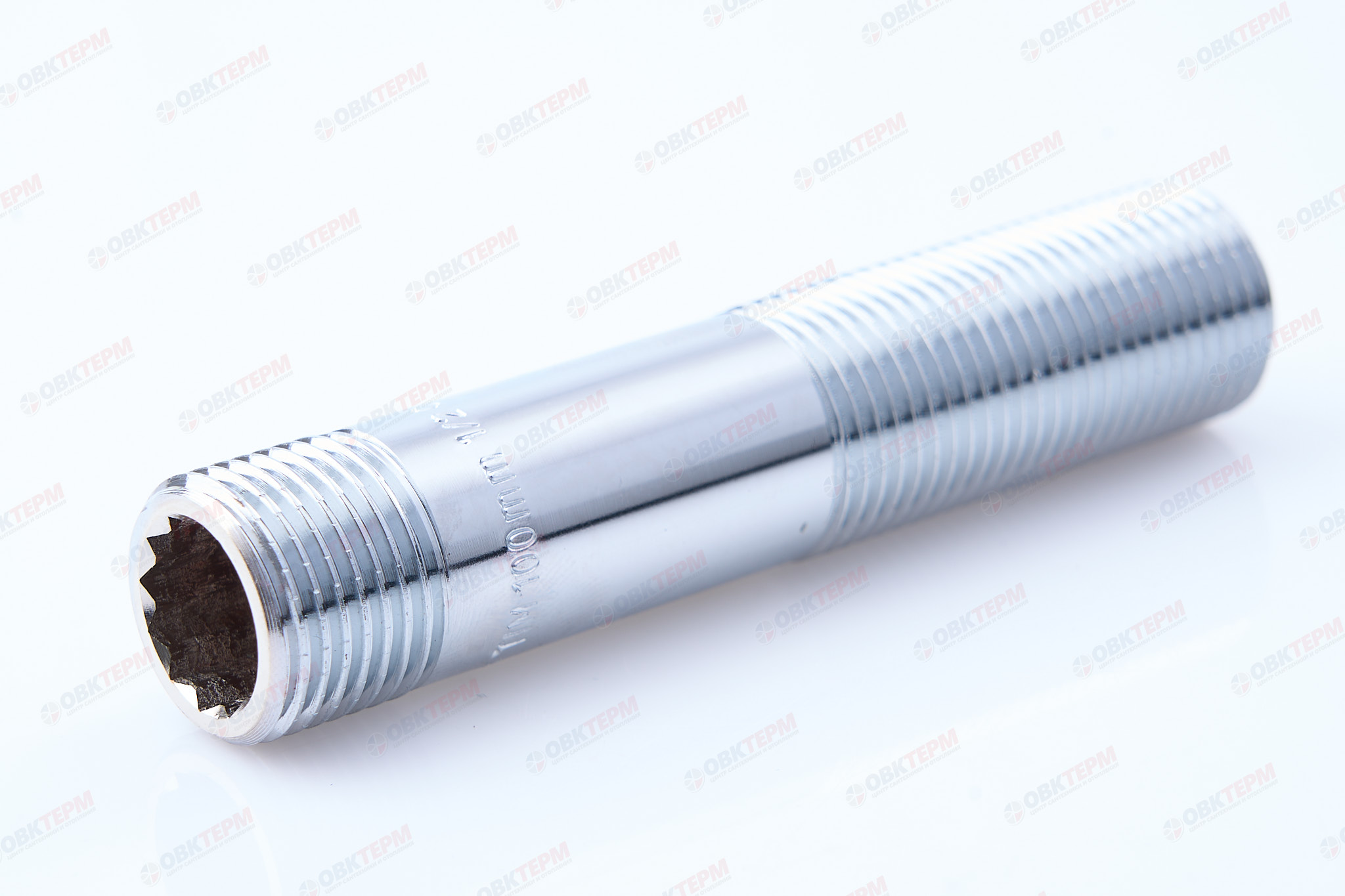 Сгон 1/2" ш/ш 100мм   Хром  TIM   (10шт/80ящ) - Изображение №1