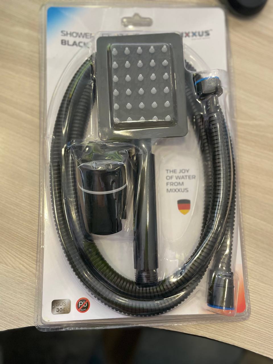 Душевой набор MIXXUS SHOWER SET-02 BLACK (шланг, лейка, кронштейн) из нерж.стали  (60 шт/ящ) - Изображение №2