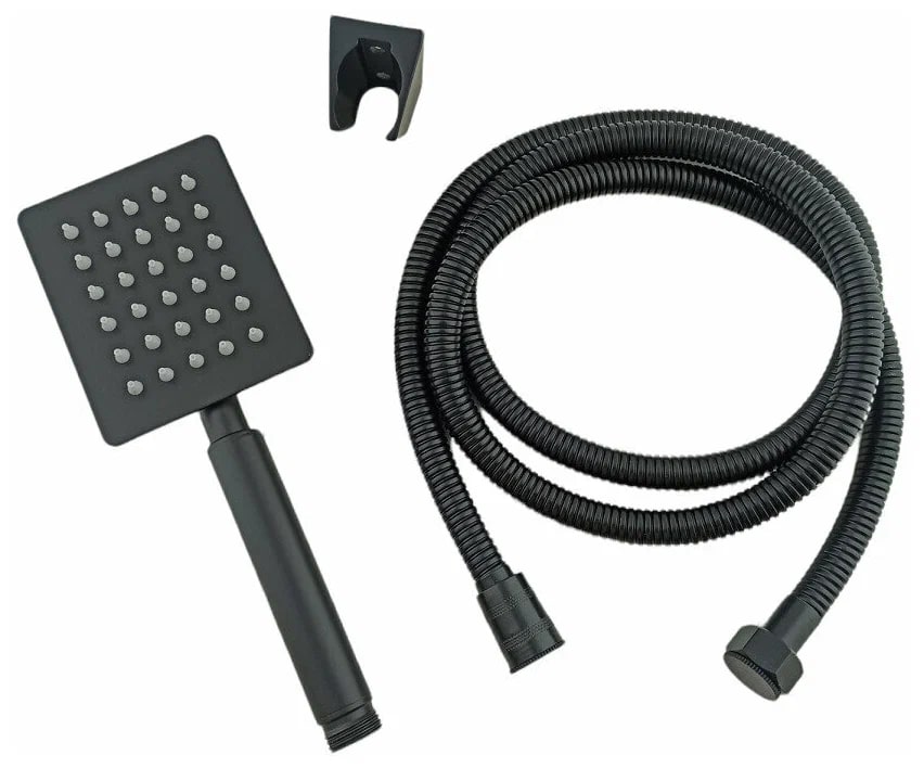 Душевой набор MIXXUS SHOWER SET-02 BLACK (шланг, лейка, кронштейн) из нерж.стали  (60 шт/ящ) - Изображение №1
