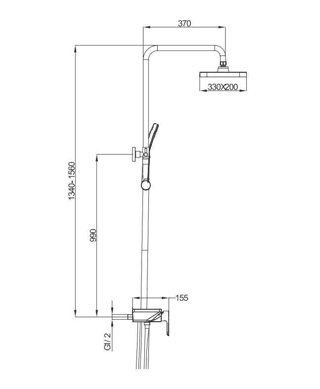 Душ/система GAPPO G2496-10 латунь/хром /лейка 3 реж /тропический душ 330х200мм - миниатюра №3
