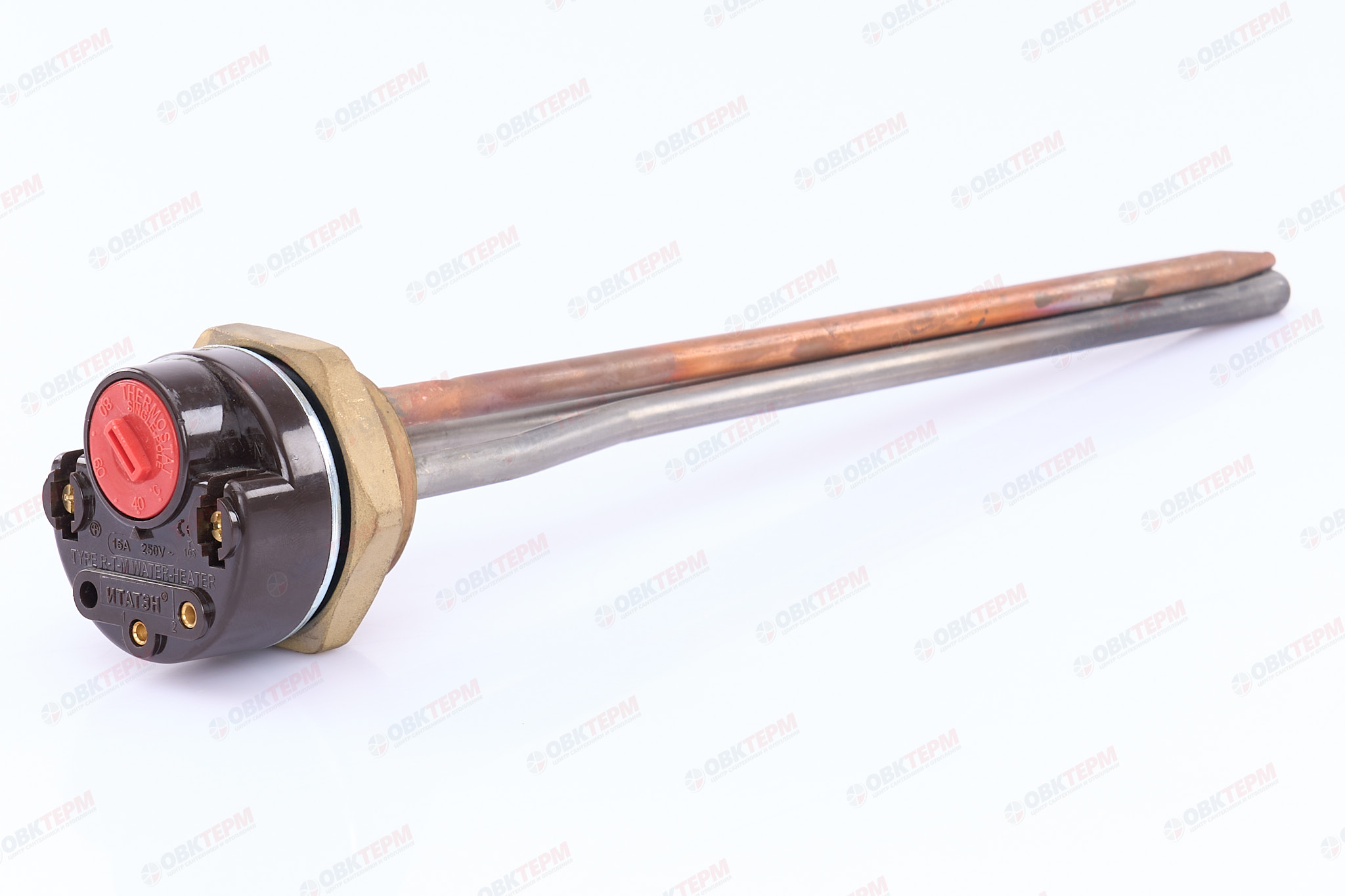 Нагревательный элемент тип RDT 1,0 кВт G1 1/4" L272мм  нерж, с термостатом, для чугунных радиаторов - миниатюра №2