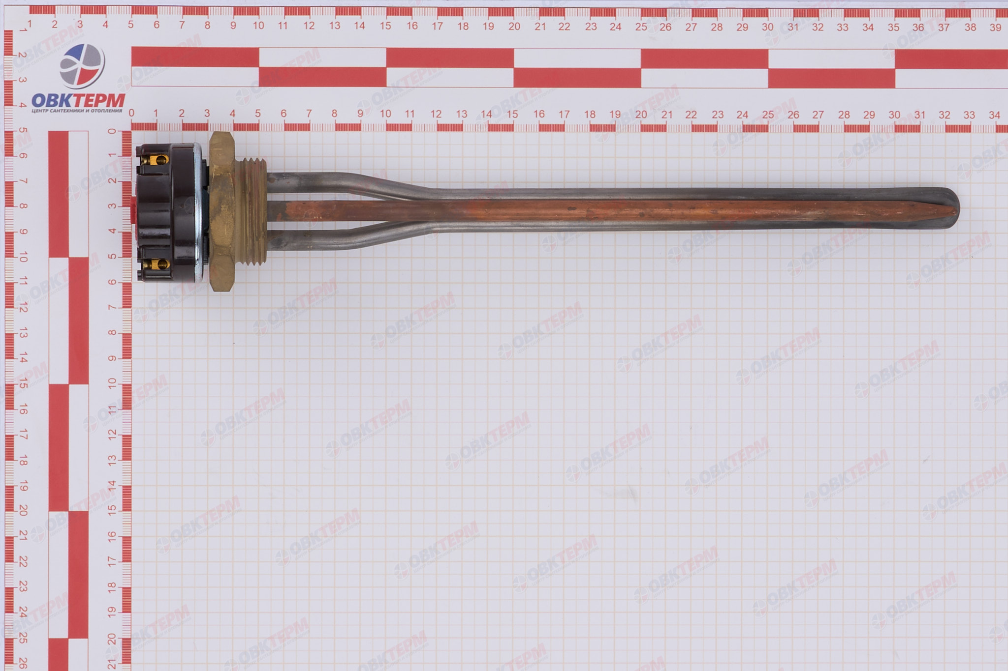 Нагревательный элемент тип RDT 1,0 кВт G1 1/4" L272мм  нерж, с термостатом, для чугунных радиаторов - миниатюра №9