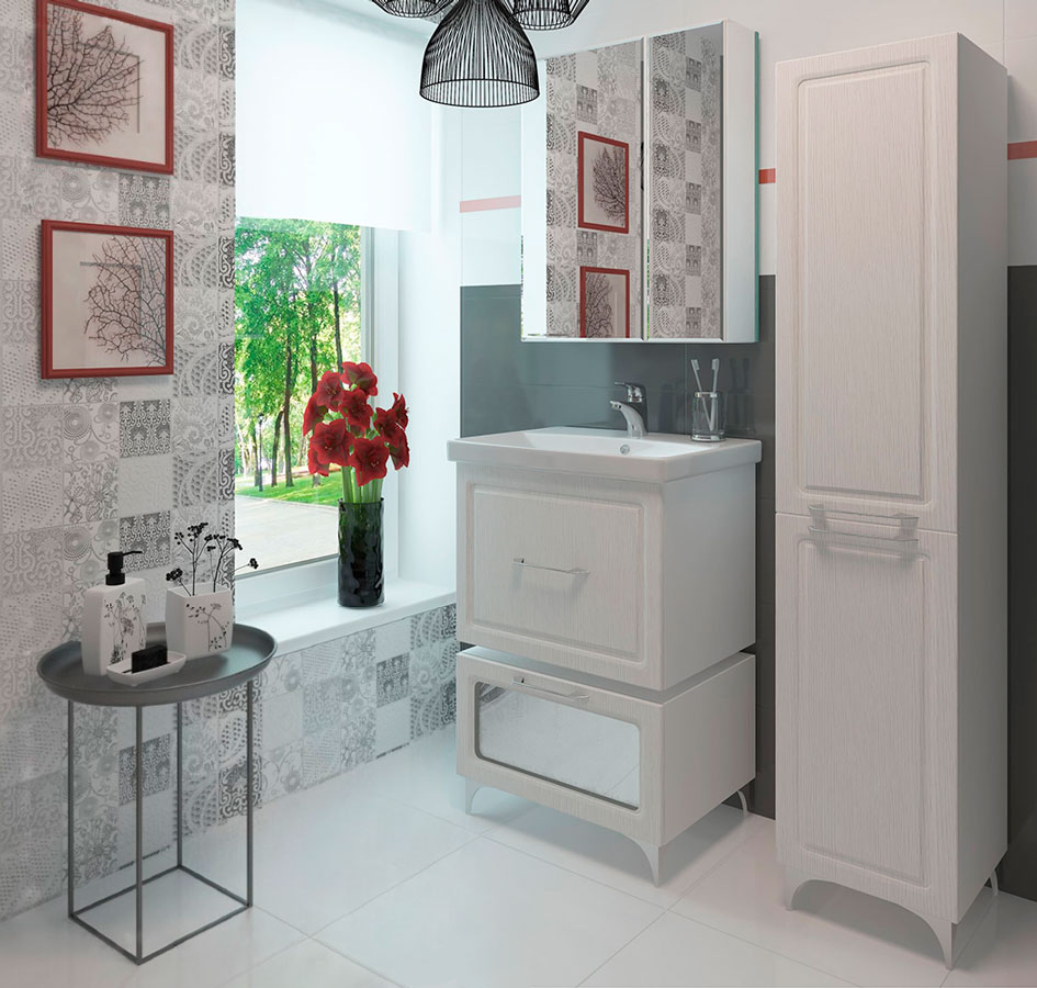 Тумба EvaGold 60 малая напольная "Marsello" структурный белый - миниатюра №3