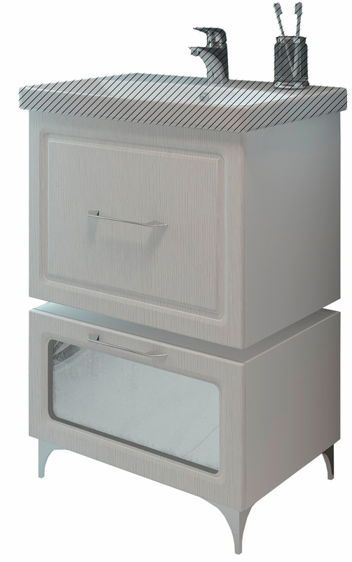 Тумба EvaGold 60 малая напольная "Marsello" структурный белый - изображение №1